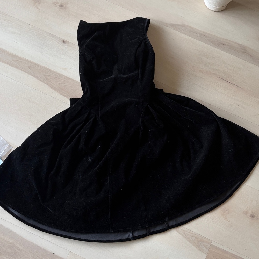 Cider Velvet boatneck Big Bow Tie back midi dress juniors sz XXS black nwt - Picture 7 of 8